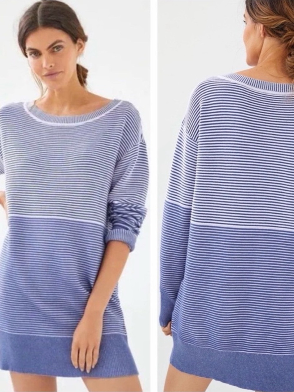 Anthropologie Daily Practice Blue Striped Knit Sweater Dress Women’s Small